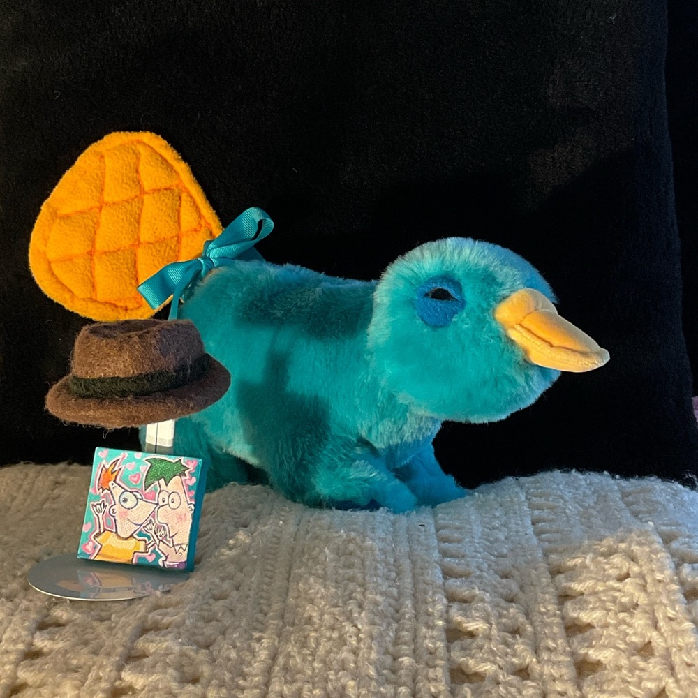 Teal Plush Platypus with Orange Tail